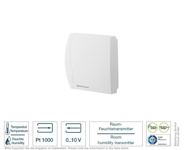 Raum-Feuchtetransmitter Design 0-10 V Vorderansicht 2