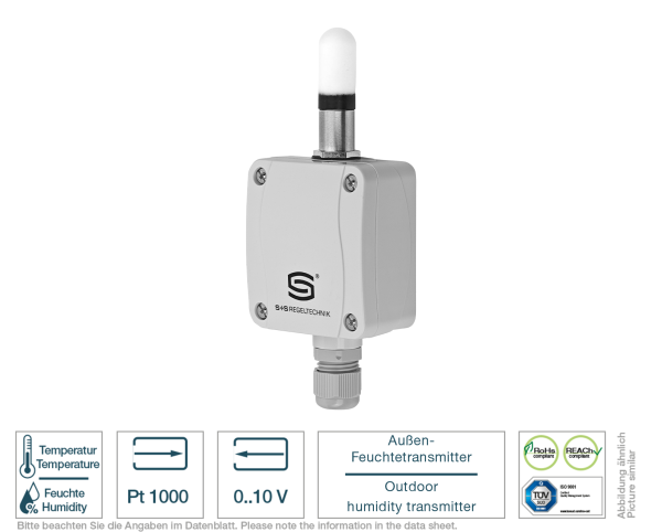Außen-Feuchtetransmitter 0-10 V Vorderansicht
