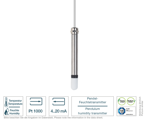 Pendel-Feuchtetransmitter 4-20 mA Vorderansicht