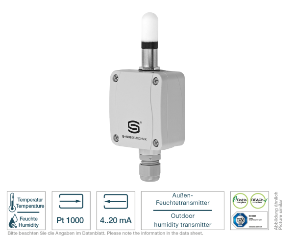 Außen-Feuchtetransmitter 4-20 mA Vorderansicht